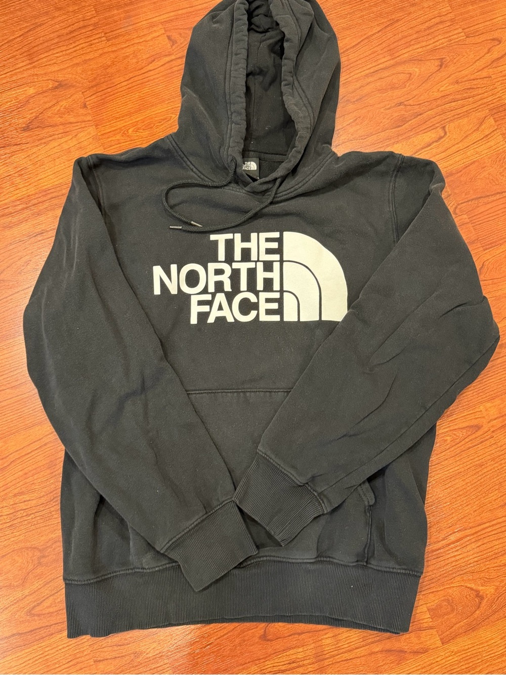 The North Face Black Pullover Hoodie with White Logo size Large